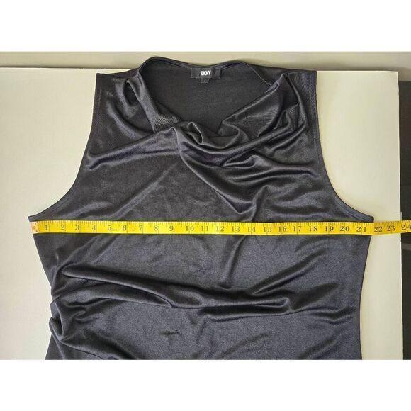 DKNY Draped Sparkle Top Sz L Black - Picture 5 of 5